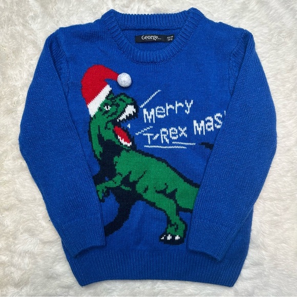 George Other - George Merry T-Rex Mas Sweater Blue Size 5T